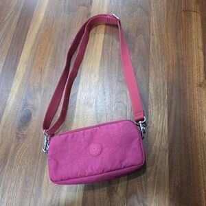 Kipling Emilia Pink Crossbody Bag Organizational Compartments Adjustable Strap